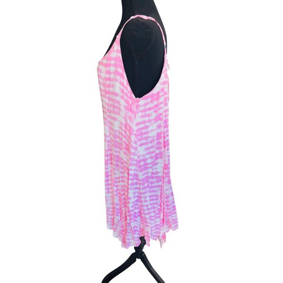 Torrid Pink Tie Dye Challis Handkerchief Dress Tie Back Sz 12/0 Scoop Neck Lined - Picture 6 of 11